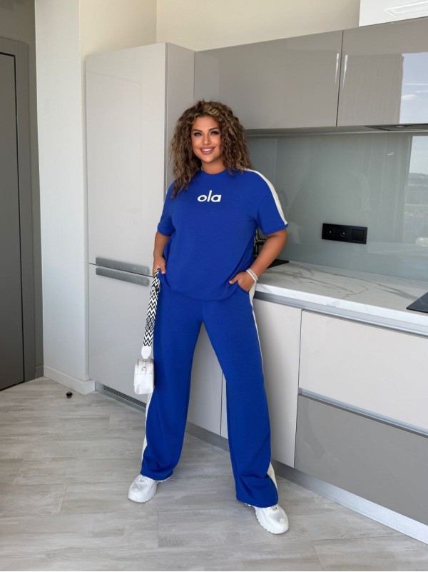 Легкий повсякденний костюм синього кольору 33727