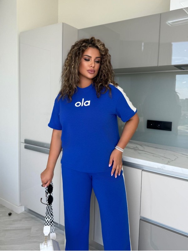 Легкий повсякденний костюм синього кольору 33727