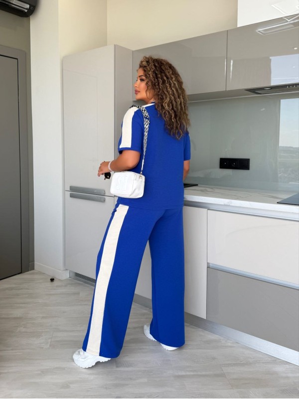 Легкий повсякденний костюм синього кольору 33727