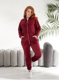 Велюровий жіночий костюм бордового кольору 33735