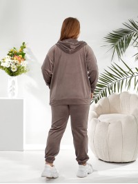 Велюровий жіночий костюм кавового кольору 33740