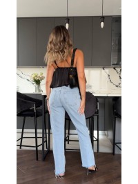 Вечірній жіночий топ з пишним низом чорного кольору 33742