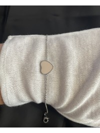 Браслет Серце замок карабін срібного кольору 33748