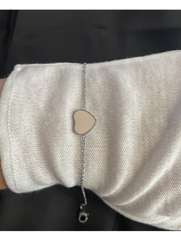 Браслет Серце замок карабін срібного кольору 33748