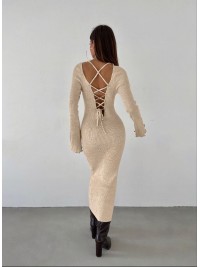 Довга сукня-футляр у стилі SKIMS бежевого кольору 33750