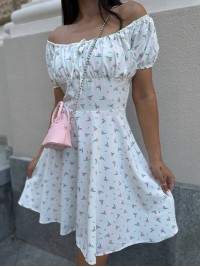 Чарівне плаття міні молочного кольору 33754