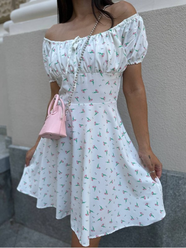 Чарівне плаття міні молочного кольору 33754