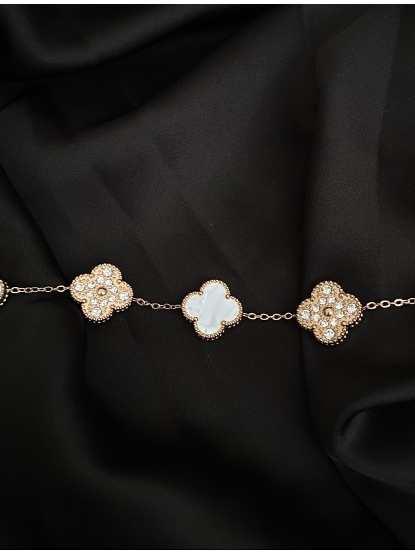 Браслет Конюшина з камінчиками замок карабін золотого кольору 33757