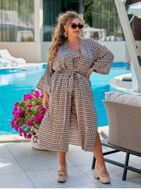 Жiночiй шовковий костюм 3-ка коричневого кольору 33759