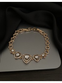 Браслет з камінням замок шарнір золотого кольору 33760