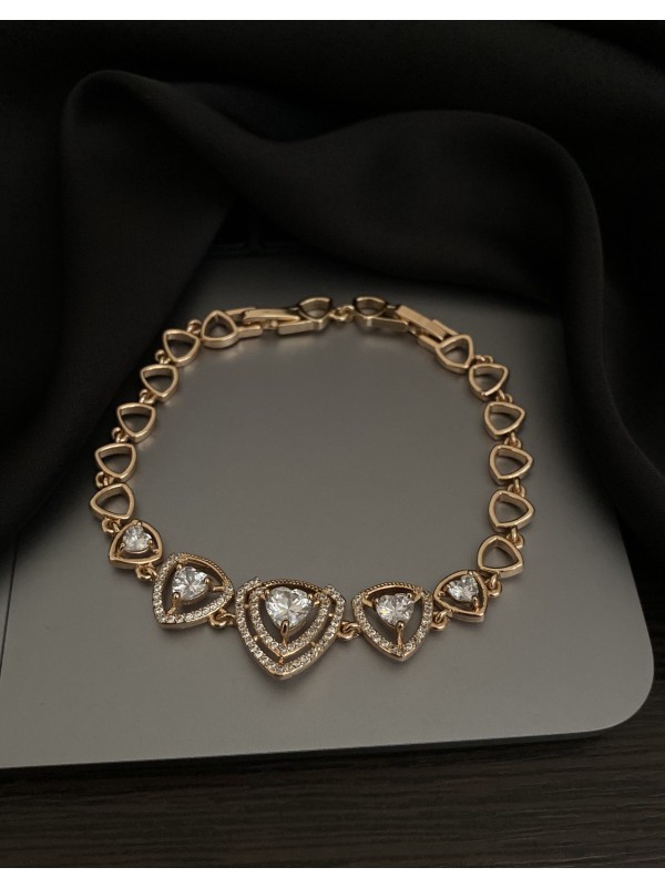 Браслет з камінням замок шарнір золотого кольору 33760