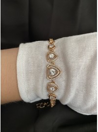 Браслет з камінням замок шарнір золотого кольору 33760