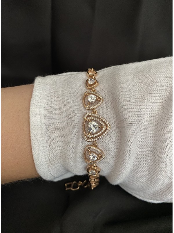 Браслет з камінням замок шарнір золотого кольору 33760