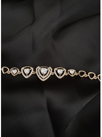 Браслет з камінням замок шарнір золотого кольору 33760