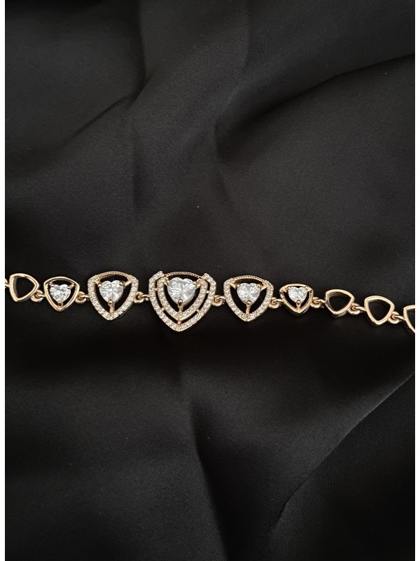 Браслет з камінням замок шарнір золотого кольору 33760