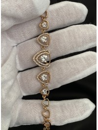 Браслет з камінням замок шарнір золотого кольору 33760