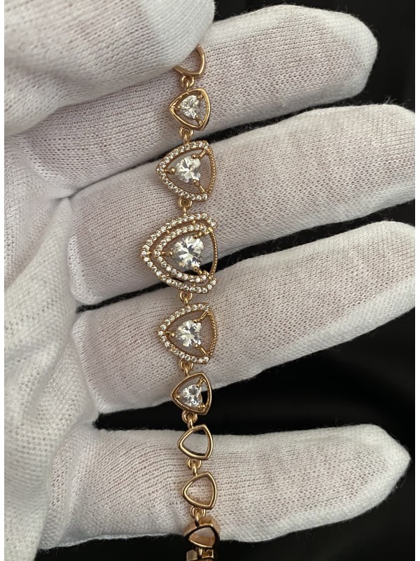 Браслет з камінням замок шарнір золотого кольору 33760