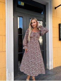 Універсальна сукня міді кавового кольору 33767