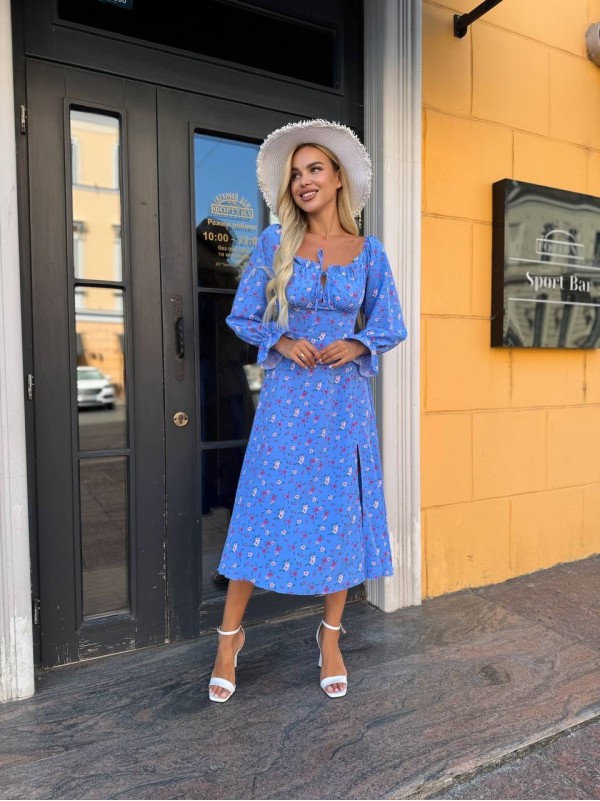 Універсальна сукня міді синього кольору 33768