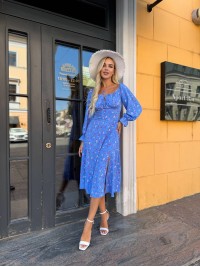 Універсальна сукня міді синього кольору 33768