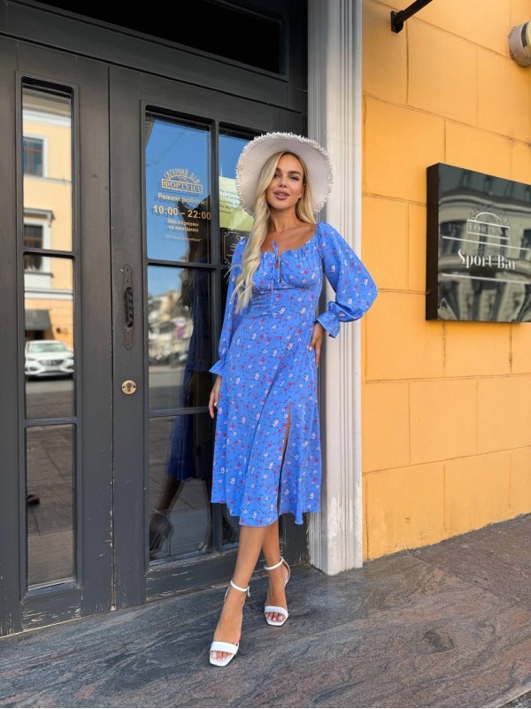 Універсальна сукня міді синього кольору 33768