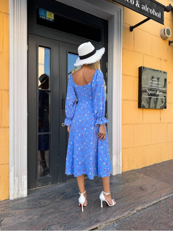 Універсальна сукня міді синього кольору 33768