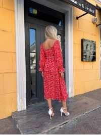 Універсальна сукня міді червоного кольору 33769