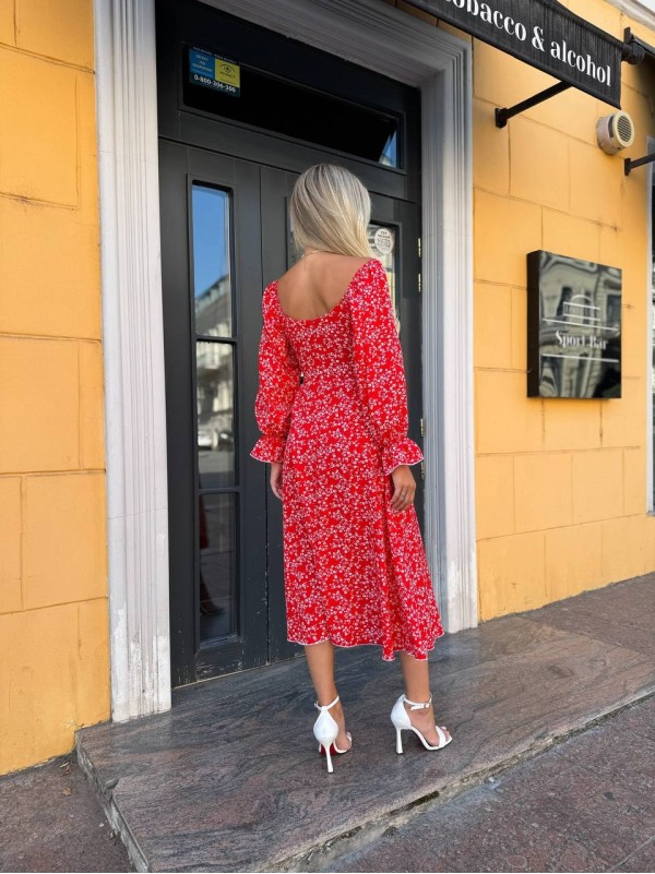 Універсальна сукня міді червоного кольору 33769