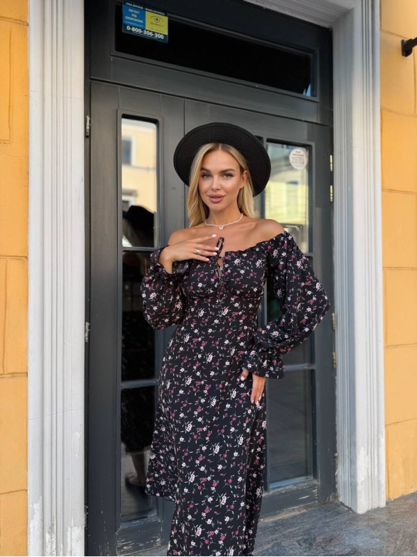 Універсальна сукня міді чорного кольору 33771