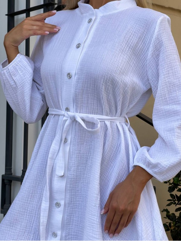 Ніжна універсальна сукня міні білого кольору 33773