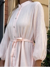 Ніжна універсальна сукня міні пудрового кольору 33774