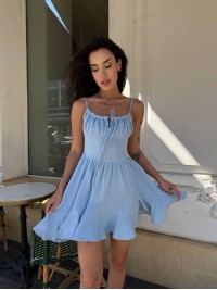 Сукня на бретельках міні блакитного кольору 33778