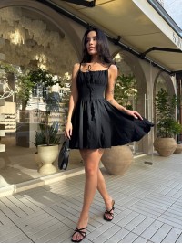 Сукня на бретельках міні чорного кольору 33779