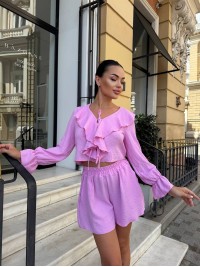 Яскравий прогулянковий костюм рожевого кольору 33788