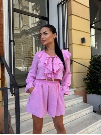 Яскравий прогулянковий костюм рожевого кольору 33788