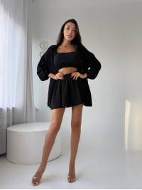 Літній жіночий костюм 3-ка чорного кольору 33792