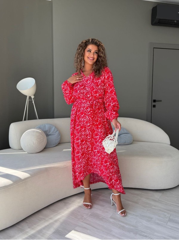 Легка сукня міді червоного кольору 33800