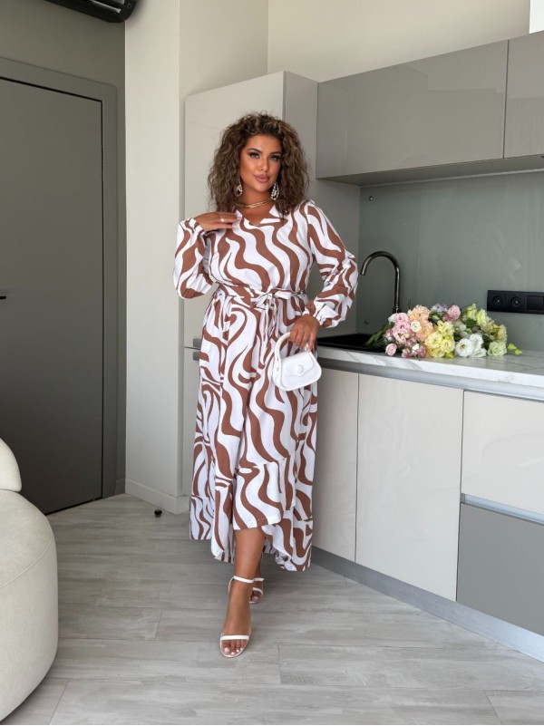 Легка сукня міді кавового кольору 33801