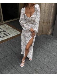 Ніжна сукня міді в квіточку молочного кольору 33803