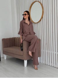 Жіночий костюм двійка кавового кольору 33804