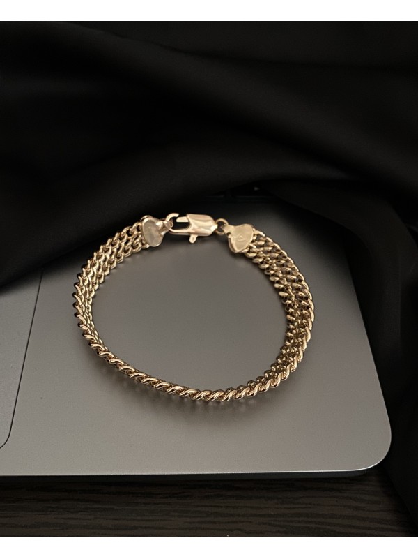 Класичний браслет з плетінням замок карабін золотого кольору 33806