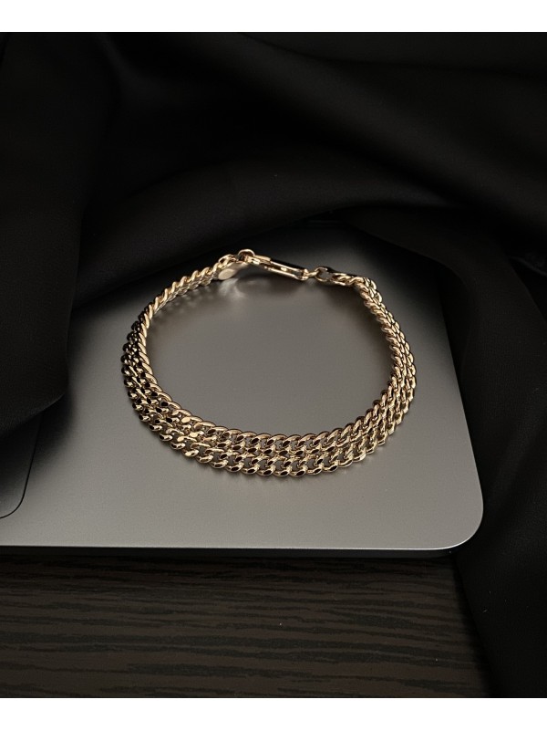 Класичний браслет з плетінням замок карабін золотого кольору 33806