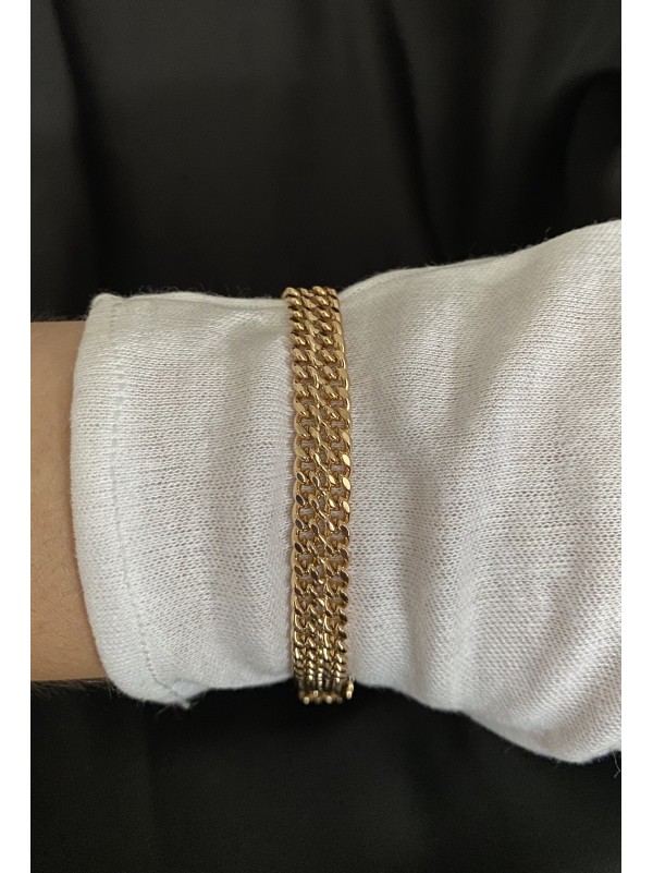 Класичний браслет з плетінням замок карабін золотого кольору 33806