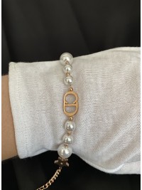 Ніжний браслет з перлинами замок карабін золотого кольору 33808