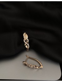 Сережки з плетінням англійський замок золотого кольору 33809