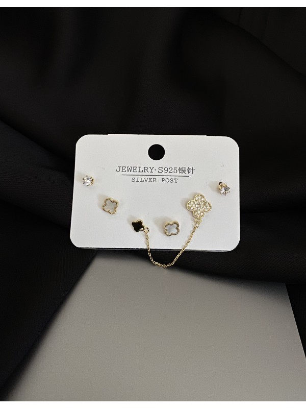 Комплект Конюшина з 6 гвоздиків золотого кольору 33810