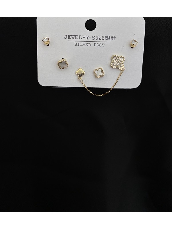 Комплект Конюшина з 6 гвоздиків золотого кольору 33810