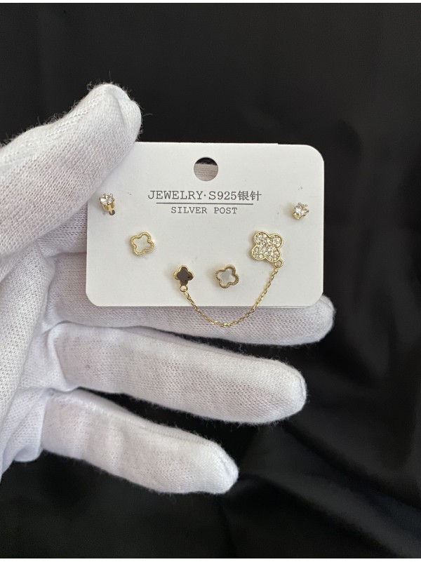 Комплект Конюшина з 6 гвоздиків золотого кольору 33810