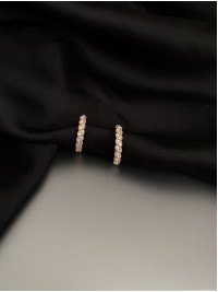 Сережки кільця з камінням золотого кольору 33812