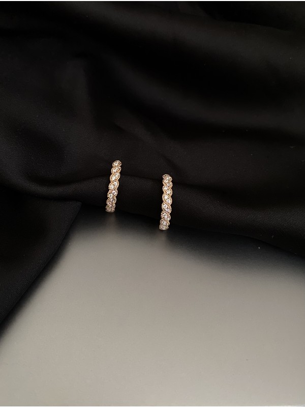 Сережки кільця з камінням золотого кольору 33812